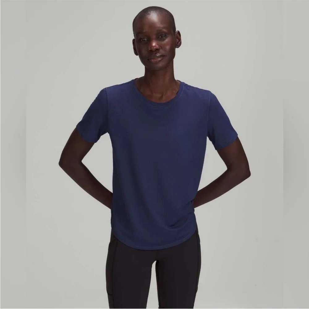 Lululemon High-Neck Running and Training T-Shirt in Night Sea - Picture 2 of 8